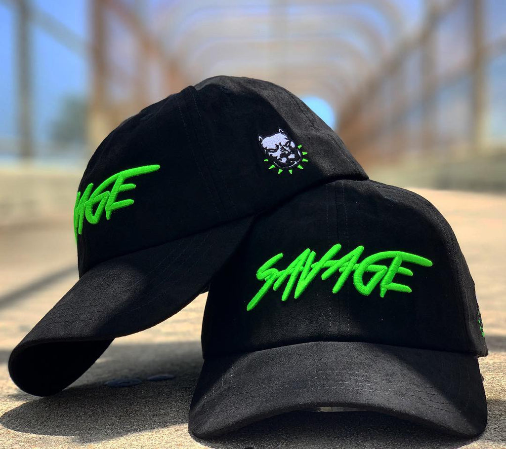 Black & Lime Suede Savage Hat